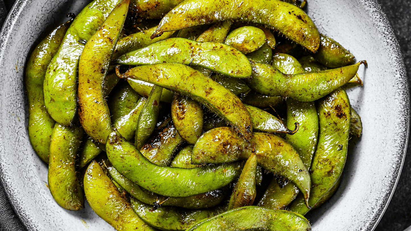 yummy edamame recipe with Chile Crunch spicy condiment