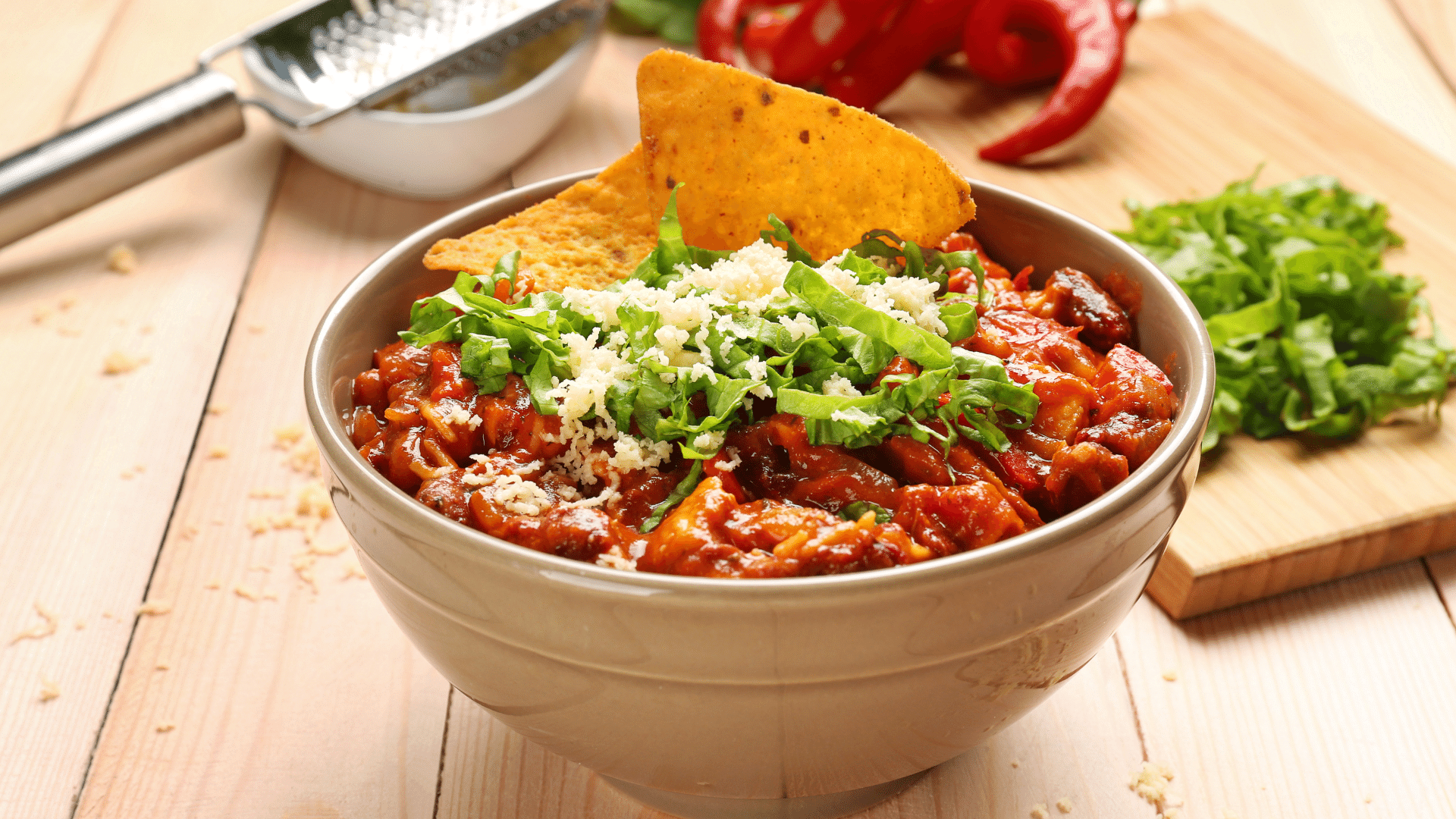 turkey chili recipe with Chile Crunch spicy condiment